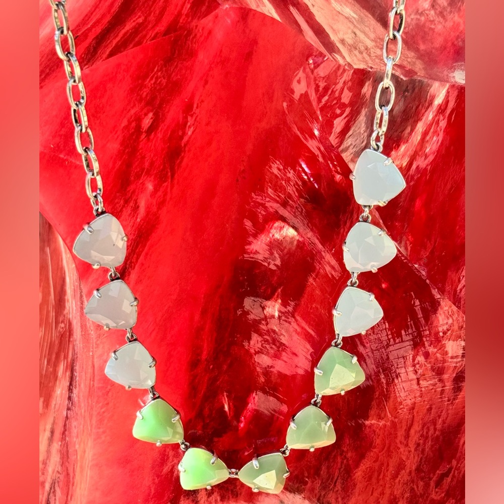 Vintage Sterling Silver & Green Chalcedony Necklace – Artisan Statement Piece